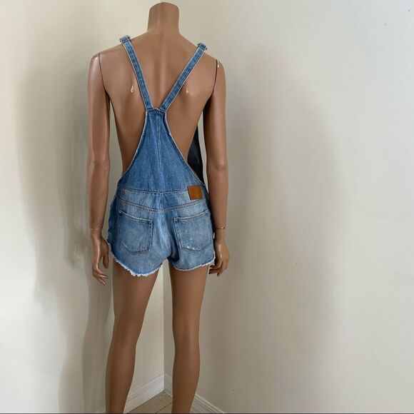 ZARA denim distressed short overall S - Picture 7 of 11